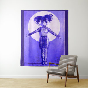 1922 oddball-Filmstar steht auf - blau Wandteppich