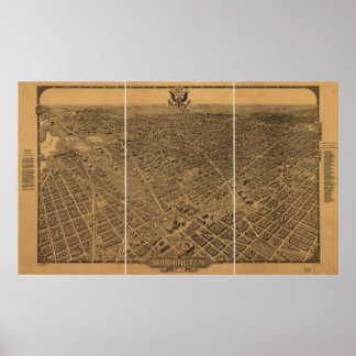 1922 Washington DC Birds Eye View Panorama Karte Poster