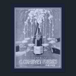 1923 Art-Déco-Champagner und Poster<br><div class="desc">1923, Art Deco, Werbung für G. Chauvet Freres in blau/weiß. In anderen Farben und Größen erhältlich.</div>