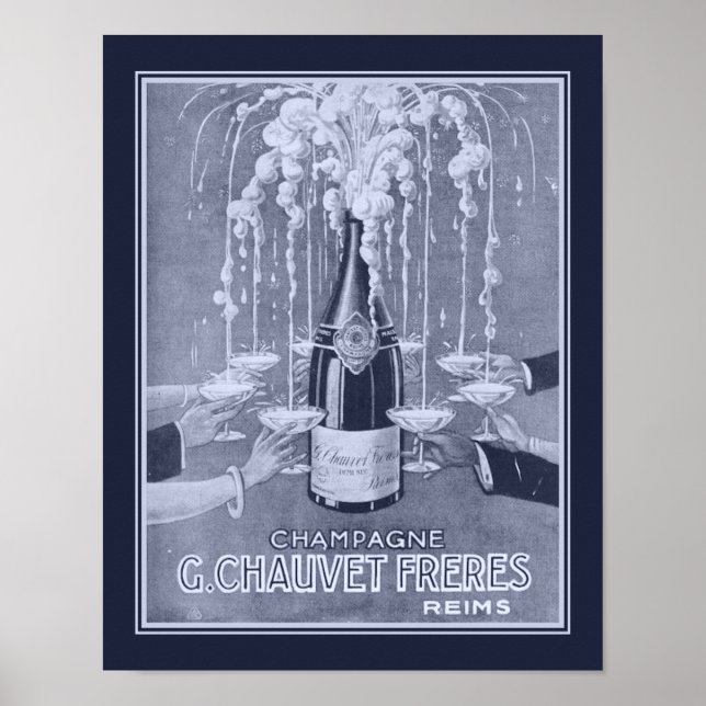 1923 Art-Déco-Champagner und Poster (Vorne)