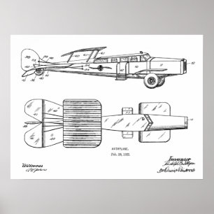 1923 Autoplane Autoplane Patent Art Zeichnend Prin Poster