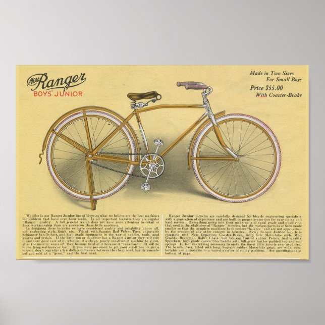 1923 Boys Junior Ranger Bicycle Ad Art Poster (Vorne)