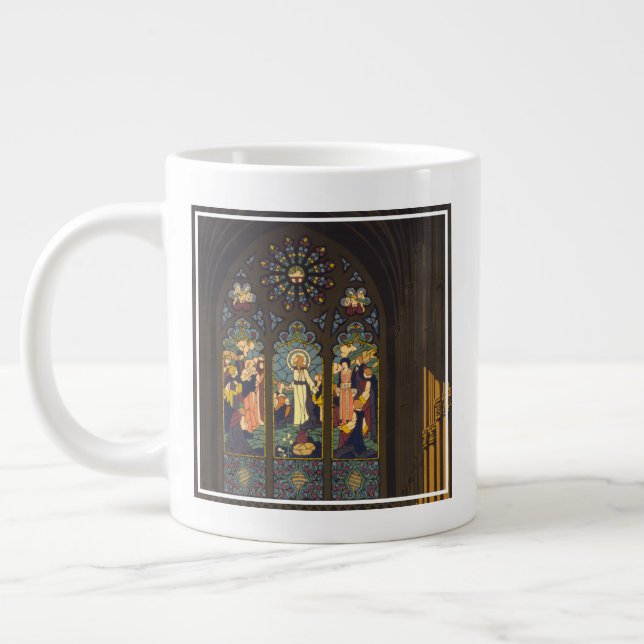 1923 Poster einer Kirche mit festgeklemmtem Glasfe Jumbo-Tasse (Links)