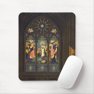 1923 Poster einer Kirche mit festgeklemmtem Glasfe Mousepad