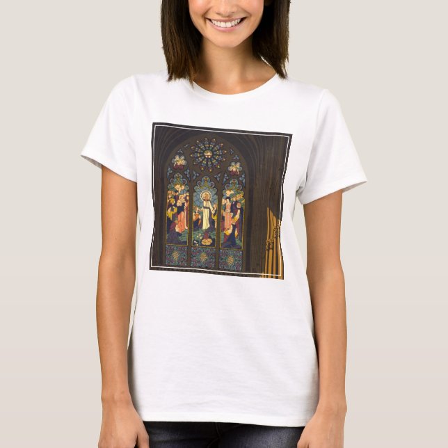1923 Poster einer Kirche mit festgeklemmtem Glasfe T-Shirt (Vorderseite)