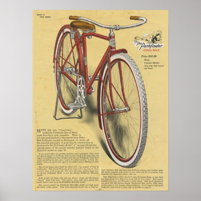 1923 Vintages Pathfinder Bicycle Ad Art Poster (Vorne)