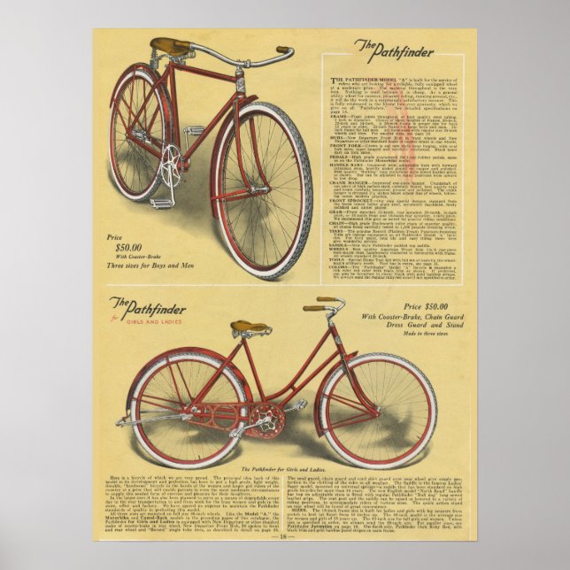 1923 Vintages Pathfinder Bicycle Ad Art Poster (Vorne)