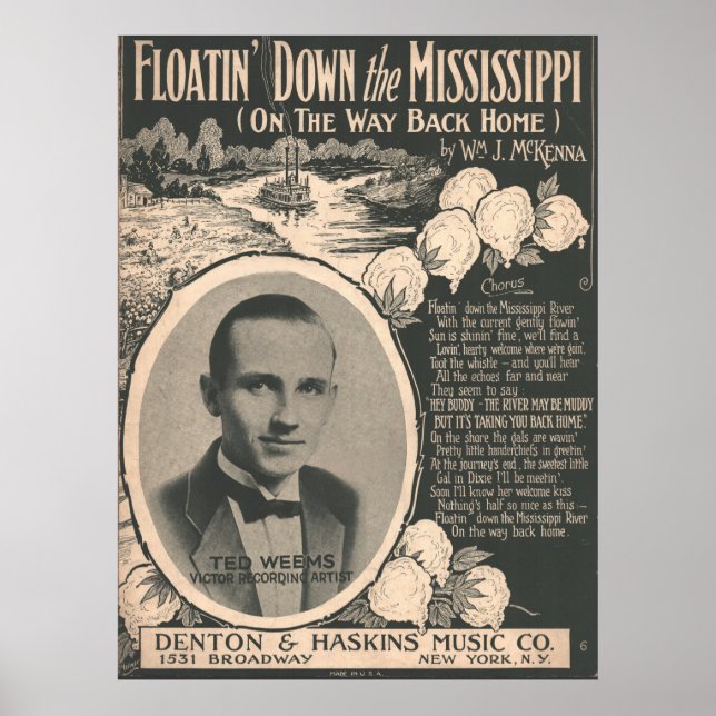 1924 Floatin' Down the Mississippi Poster (Vorne)