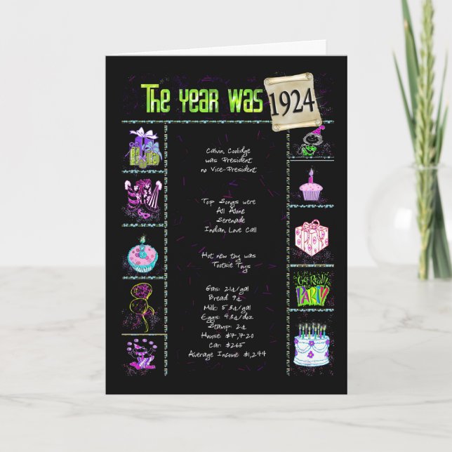 1924 Geburtstags-Lappalien Karte (Vorderseite)