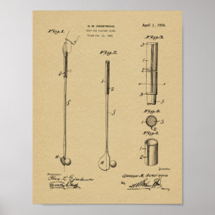1924 Golf Club Grip Patent Art Drawing Print Poster
