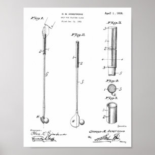 1924 Golf Club Grip Patentkunst Zeichnend Print Poster
