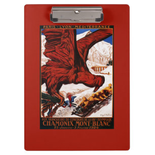 1924 olympisches Winter-Spiel-Plakat Klemmbrett