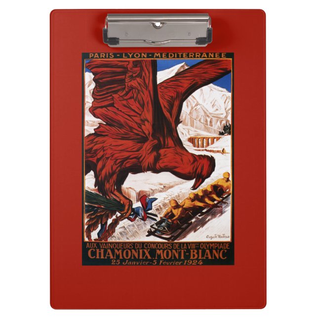 1924 olympisches Winter-Spiel-Plakat Klemmbrett (Vorderseite)