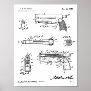 1924 Patentzeichnung für Messer Pistole Kunst Druc Poster