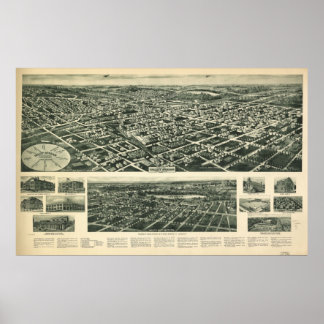 1924 Valley Stream NY Birds Eye Panoramablick Kart Poster