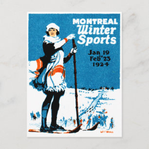 1924 Wintersportposter von Montreal Postkarte