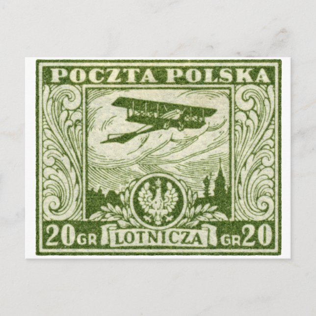 1925 20gr polnische Luftpost-Briefmarke Postkarte (Vorderseite)