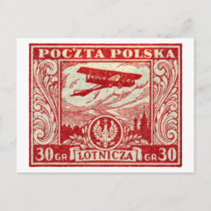 1925 30 gr polnische Luftpost-Briefmarke Postkarte