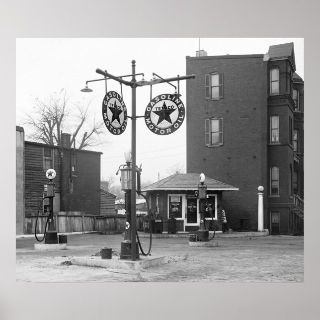 1925 alte Tankstelle Poster (Vorne)