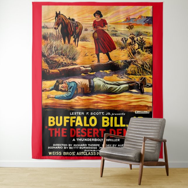 1925 Buffalo Bill, Jr. - Wüstendemon-Filmplakat Wandteppich (Beispiel)