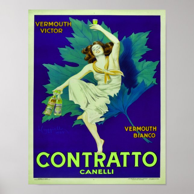 1925 Contratto Canelli Vermouth-Werbeplakat Poster (Vorne)