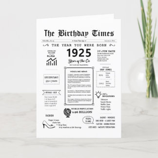 1925 Das Jahr, in dem Sie zur Geburtstagskarte Geb Dankeskarte