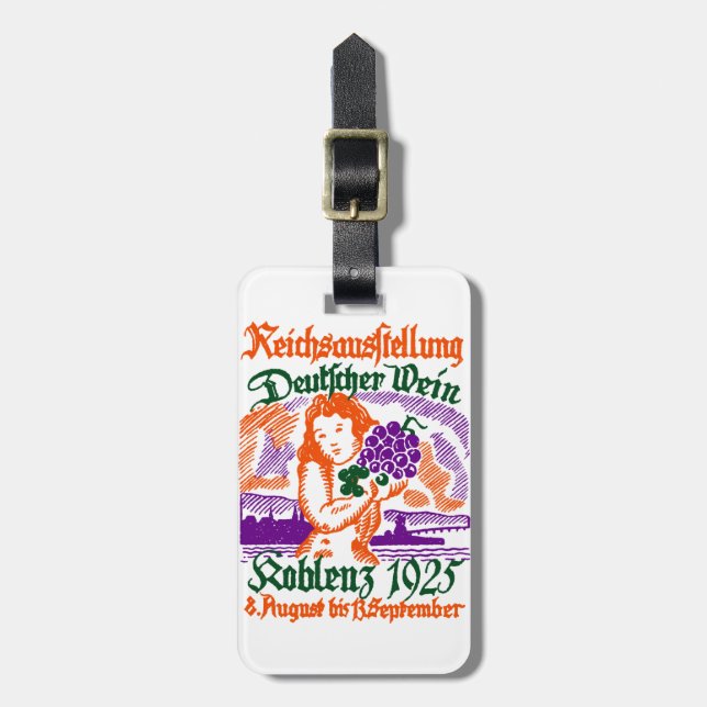 1925 Deutsch-Wein-Festival Gepäckanhänger (Vorderseite vertikal)