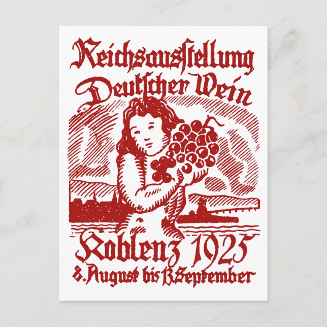 1925 Deutsches Weinfestival Postkarte (Vorderseite)