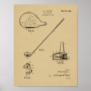 1925 Golf Club Patent Kunst Zeichnung Druck Poster