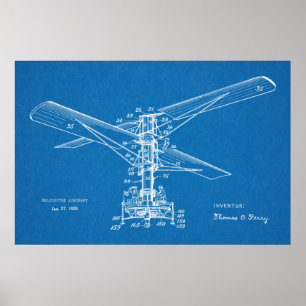 1925 Hubschrauber-Flugmaschine Patent Kunstzeichnu Poster