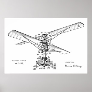 1925 Hubschrauber-Flugzeug-Patent Kunst Zeichnung  Poster