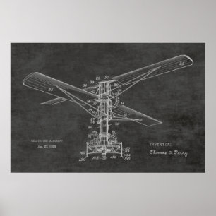 1925 Hubschrauber-Flugzeug-Patentzeichnung Vintage Poster