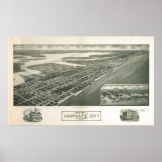 1925 Margate City, NJ Birds Eye Panoramablick Kart Poster