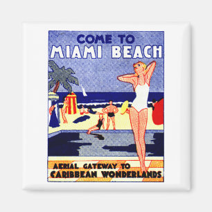 1925 Miami Beach Travel Poster Magnet