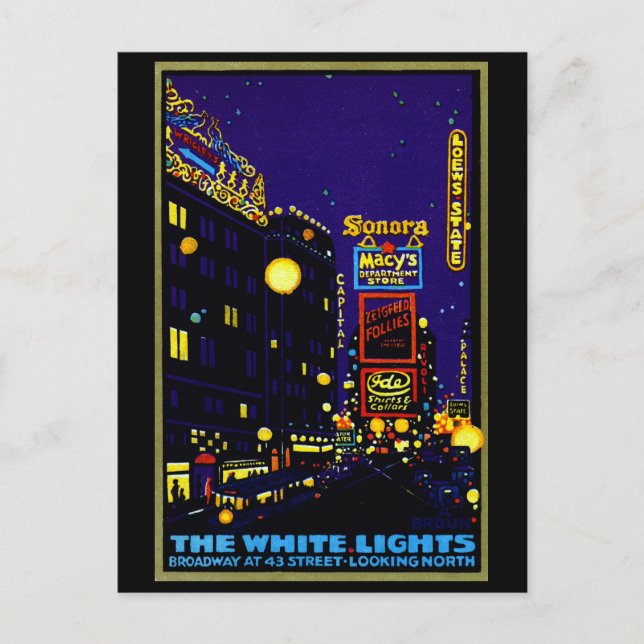 1925 New York City at Night Postkarte (Vorderseite)