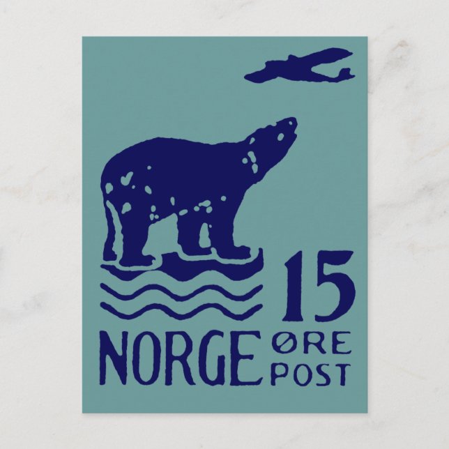 1925 Norwegischer Polarbär Postkarte (Vorderseite)