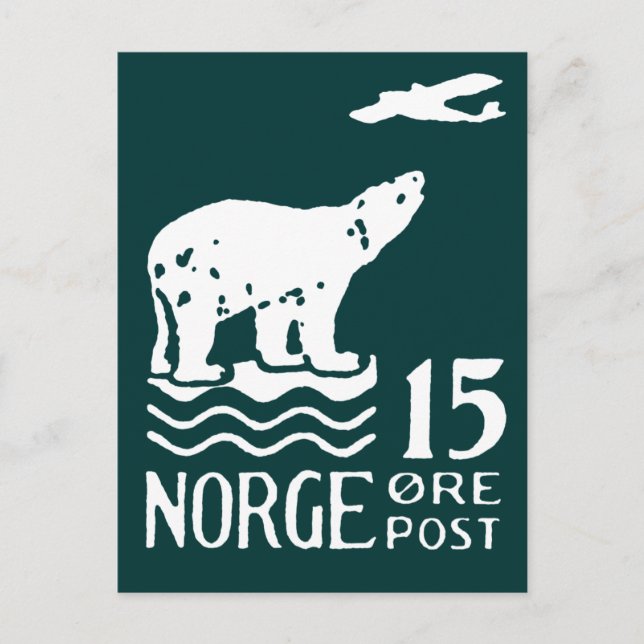 1925 Norwegischer Polarbär Postkarte (Vorderseite)