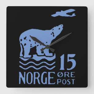 1925 Norwegischer Polarbär Quadratische Wanduhr
