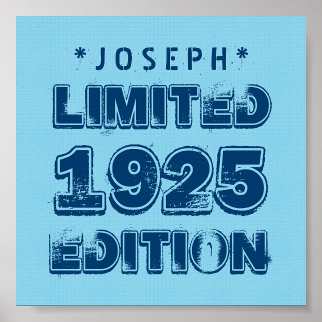 1925 oder Any Year Birthday Limited Edition V01Z Poster (Vorne)