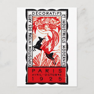 1925 Paris Art Deco Plakat Postkarte