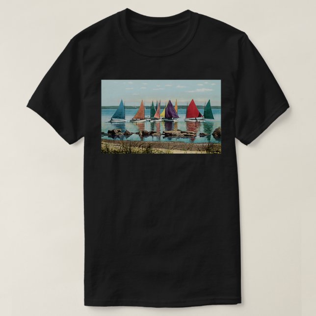 1925 Rainbow Fleet of Sailboats Nantucket T-Shirt (Design vorne)