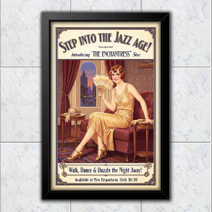 1925 Vintage Enchantress Schuhe Flapper-Werbung Poster