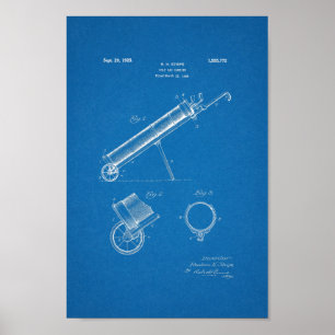 1925 Vintager Golf Bag Patentschrift Blueprint Art Poster