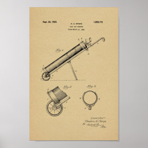 1925 Vintages Golf Bag Patentschrift Art Print Poster