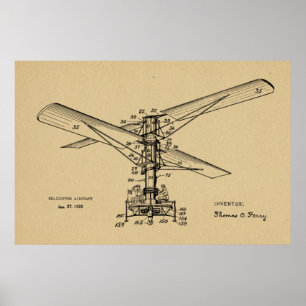 1925 Zeichnend Vintages Patent für Hubschrauber Poster