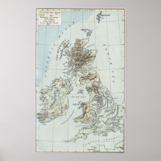 1926 British Isles Map Vereinigtes Königreich Poster
