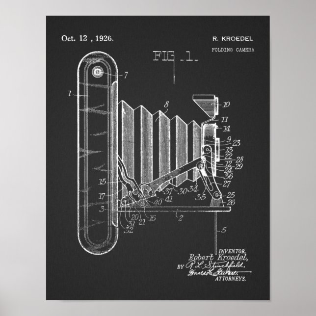 1926 Faltkamera Patent Art Zeichnend Druck Poster (Vorne)