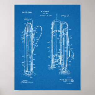 1926 Golfschläger-Caddytasche Design-Patent Kunstp Poster