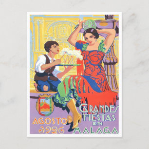 1926 Malaga Spanien Vintage-Reise Postkarte