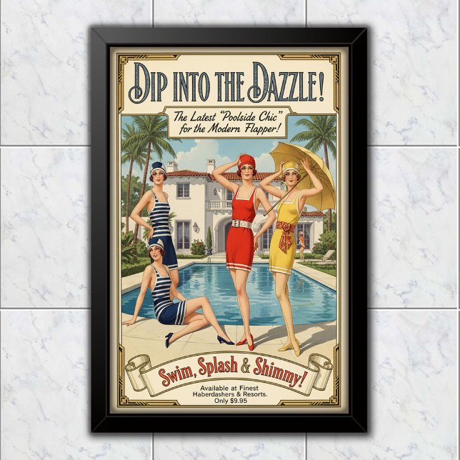 1926 Vintage Poolside Chic Swimwear Advertising Poster (Von Creator hochgeladen)